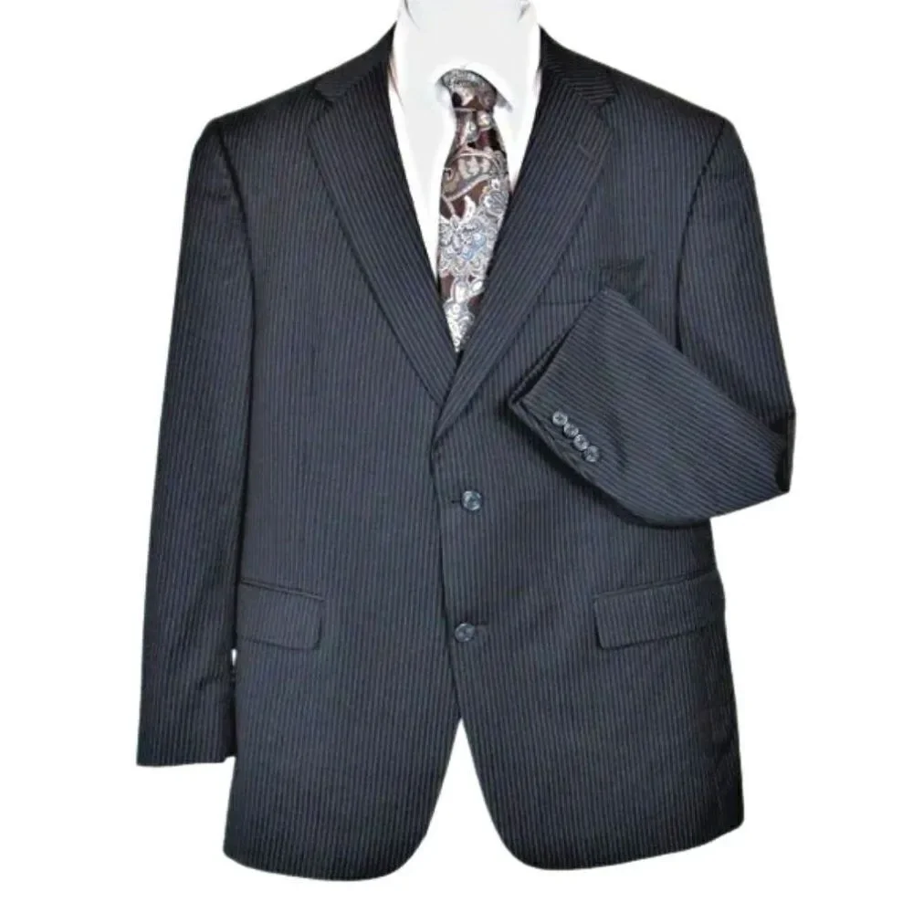 Suit Jacket Hart Schaffner Marx for Dillard's Vintage Pinstripe Blue Mens Sz 44R